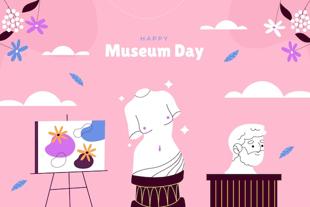 Flat background for international museum day celebration