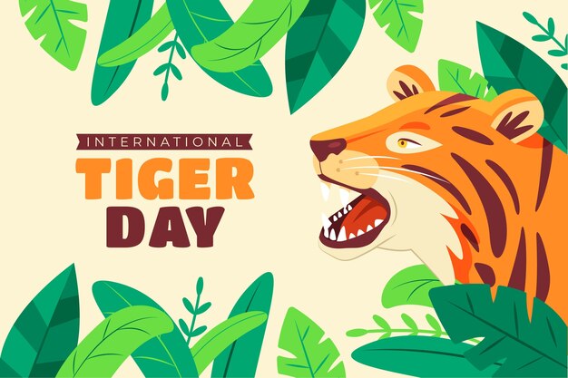 Flat background for international tiger day awareness