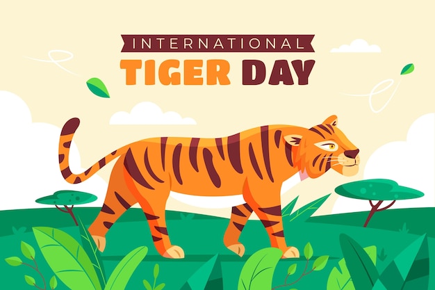 Flat background for international tiger day awareness