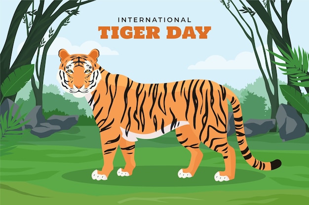 Free Vector flat background for international tiger day awareness