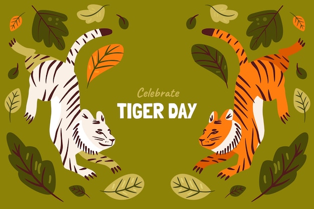 Free Vector flat background for international tiger day awareness