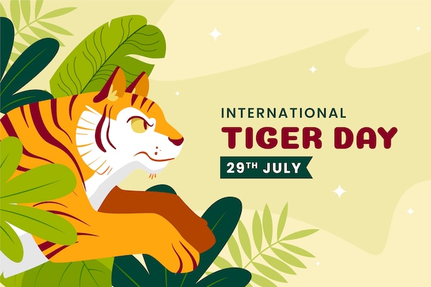 Flat background for international tiger day awareness