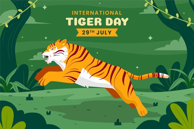 Flat background for international tiger day awareness