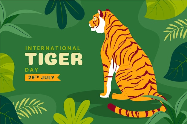 Flat background for international tiger day awareness