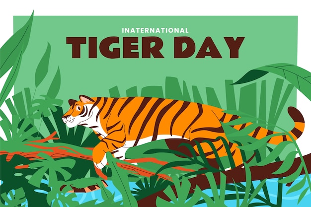 Free Vector flat background for international tiger day awareness