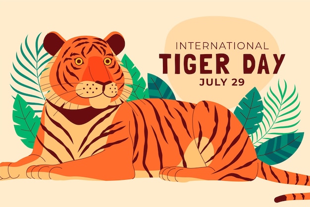 Free Vector flat background for international tiger day awareness