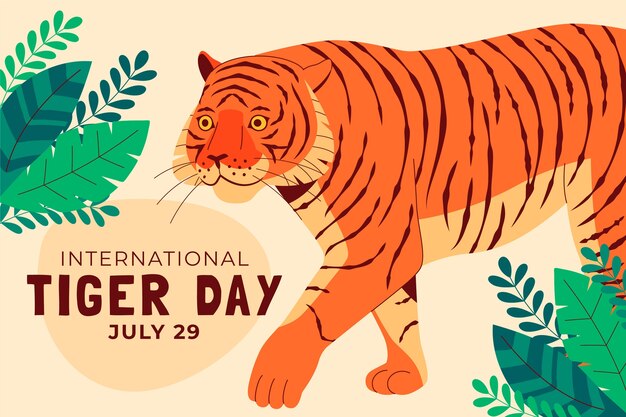 Free Vector flat background for international tiger day awareness