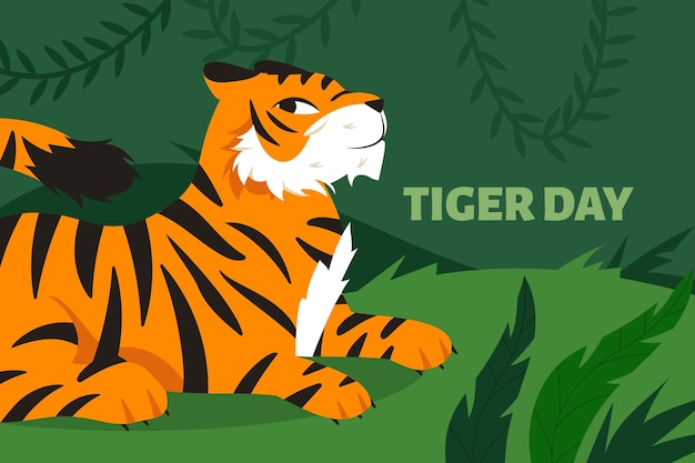 Flat background for international tiger day awareness