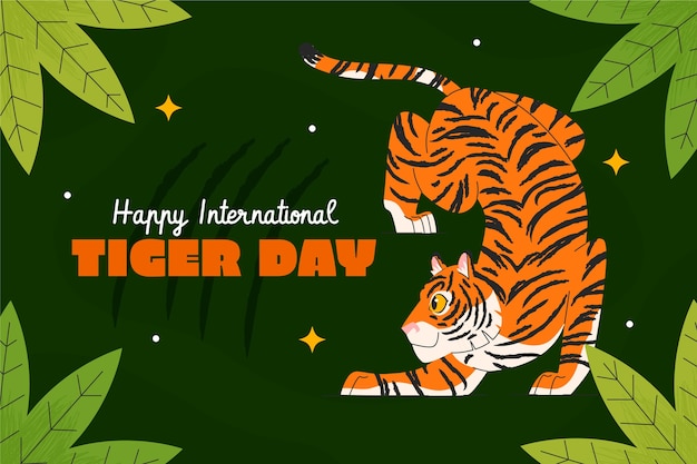 Free Vector flat background for international tiger day celebration and awareness