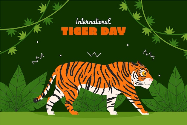 Free Vector flat background for international tiger day celebration and awareness