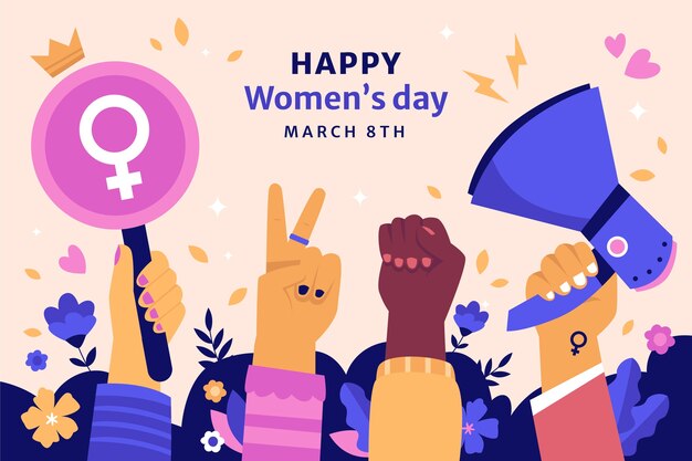 Flat background for international women's day celebration