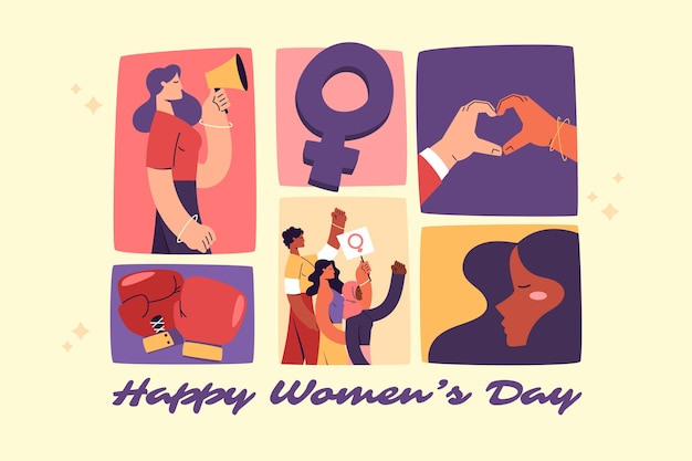 Flat background for international women's day celebration