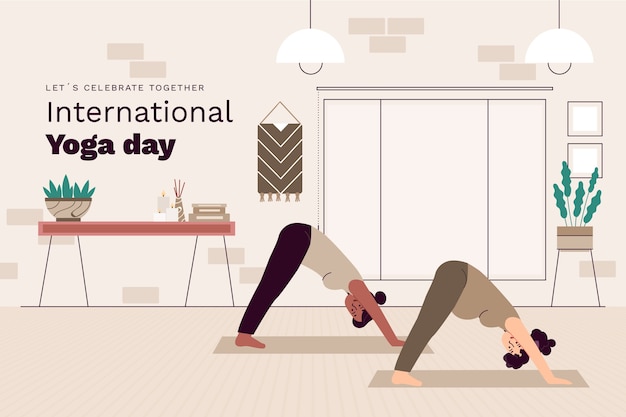 Free Vector flat background for international yoga day celebration