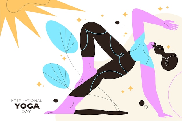 Free Vector flat background for international yoga day celebration