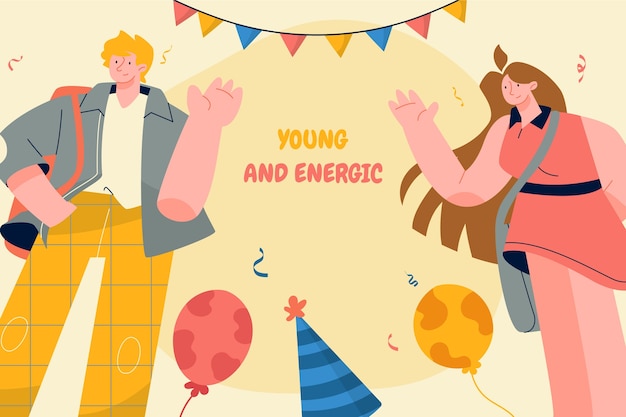 Flat background for international youth day celebration