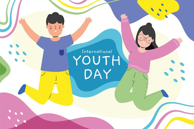 Flat background for international youth day celebration