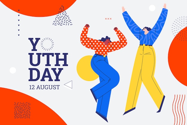 Flat background for international youth day celebration