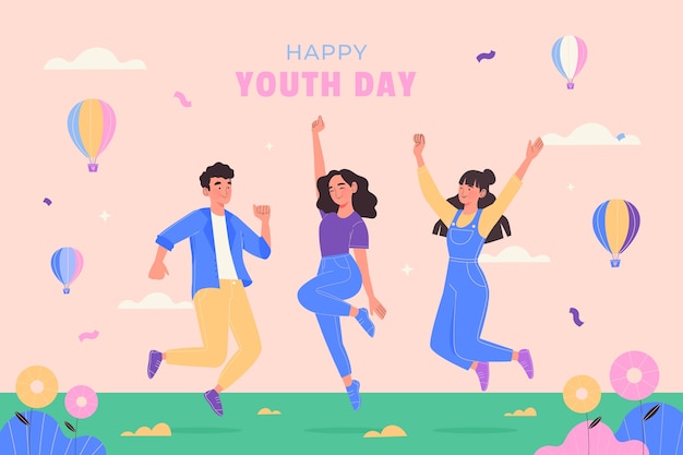 Flat background for international youth day celebration