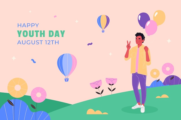 Flat background for international youth day celebration