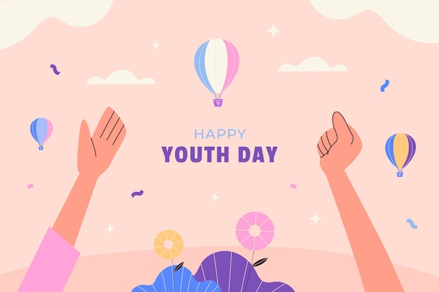 Flat background for international youth day celebration