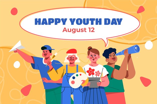 Flat background for international youth day celebration