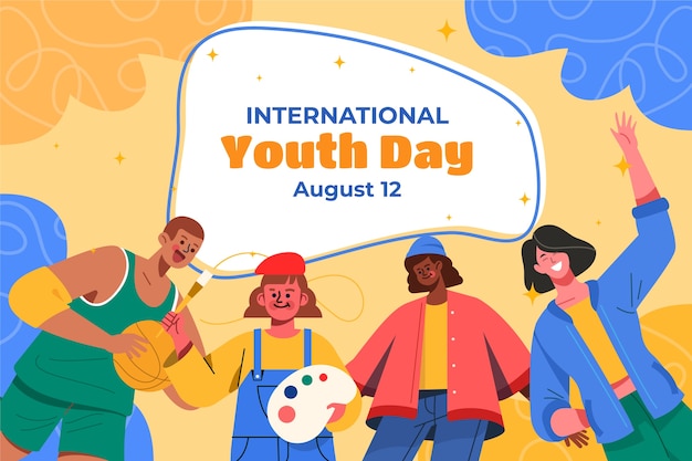 Free Vector flat background for international youth day celebration