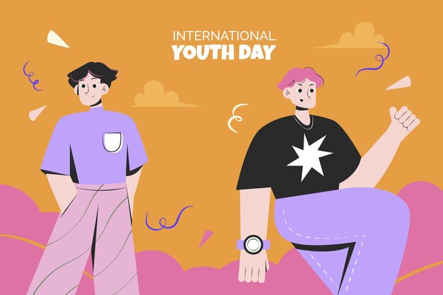 Flat background for international youth day celebration