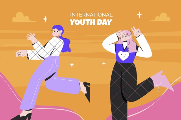 Flat background for international youth day celebration