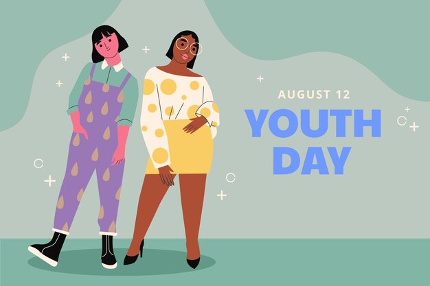 Flat background for international youth day celebration