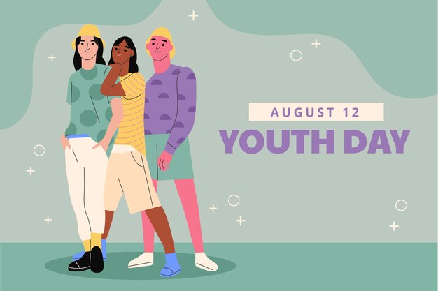 Flat background for international youth day celebration