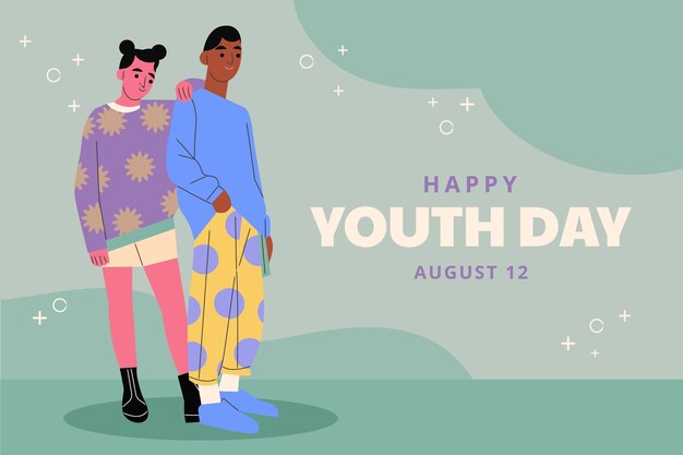 Flat background for international youth day celebration