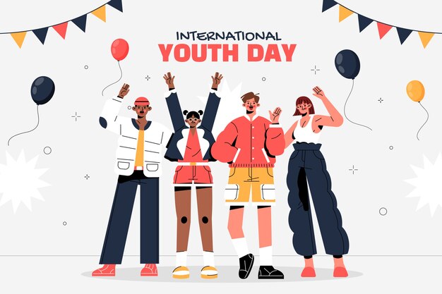 Flat background for international youth day celebration