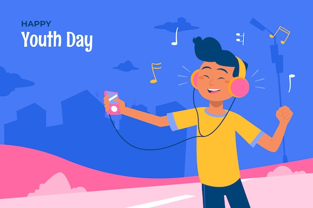 Free Vector flat background for international youth day celebration