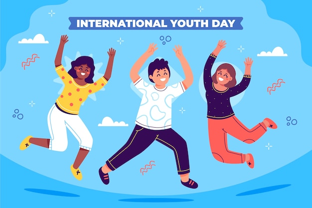 Flat background for international youth day celebration