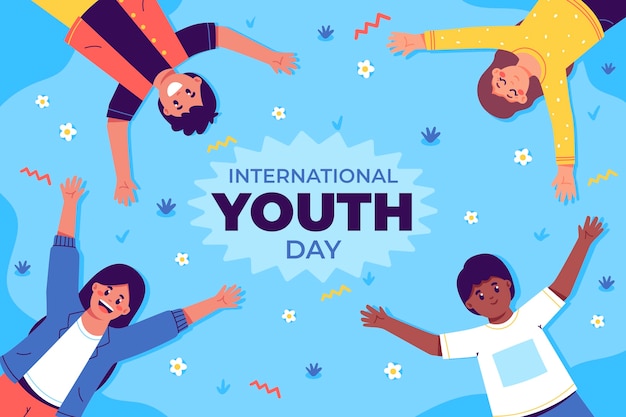 Flat background for international youth day celebration