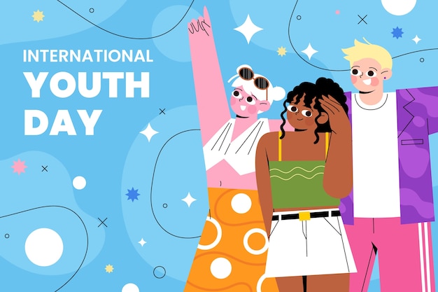 Free Vector flat background for international youth day celebration