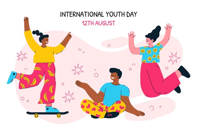 Flat background for international youth day celebration