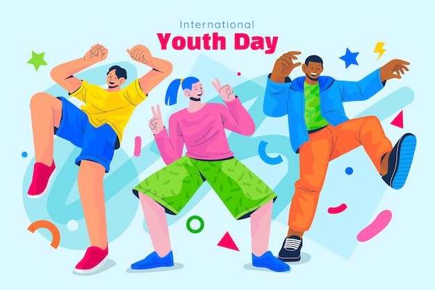 Flat background for international youth day celebration