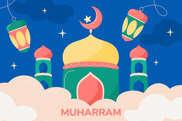 Free Vector flat background for islamic new year celebration