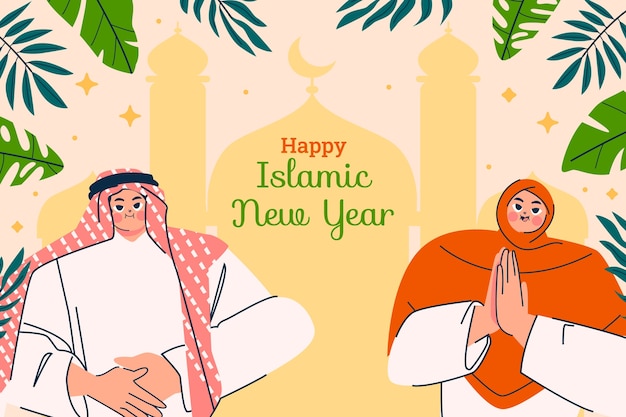 Free Vector flat background for islamic new year celebration