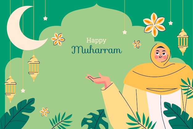 Free Vector flat background for islamic new year celebration