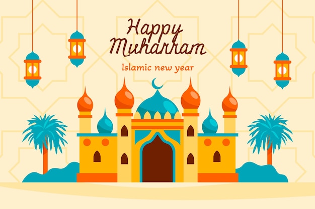 Free vector flat background for islamic new year celebration