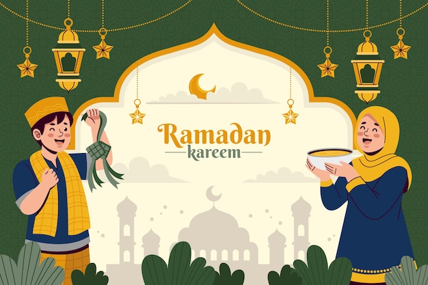 Flat background for islamic ramadan celebration