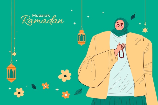 Free Vector flat background for islamic ramandan celebration