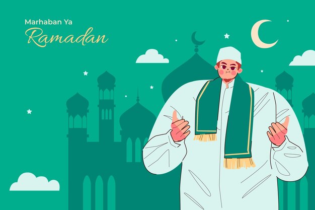 Flat background for islamic ramandan celebration