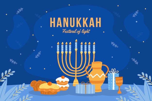 Free Vector flat background for jewish hanukkah celebration