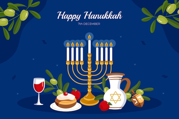 Free Vector flat background for jewish hanukkah celebration