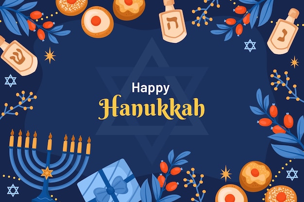 Free Vector flat background for jewish hanukkah celebration