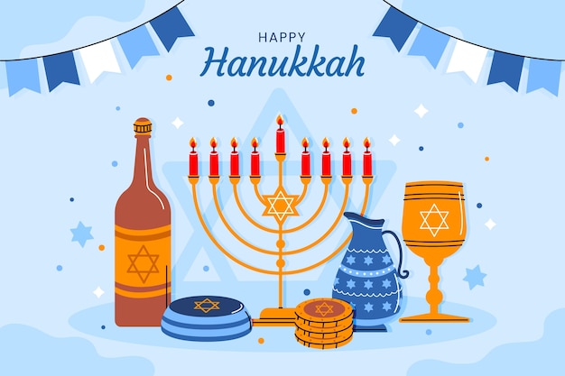 Free Vector flat background for jewish hanukkah celebration