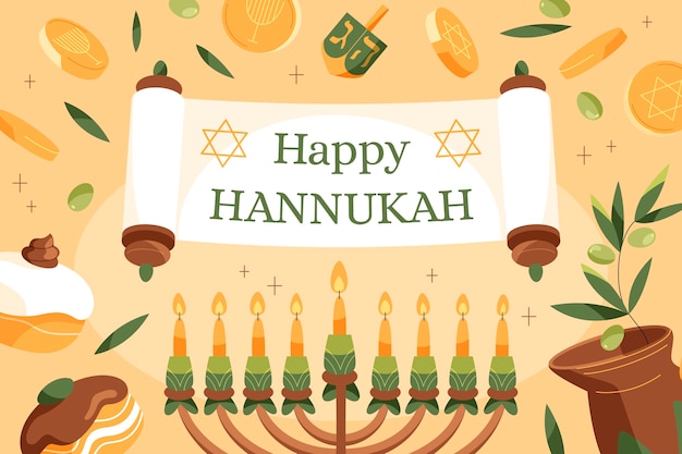 Flat background for jewish hanukkah holiday